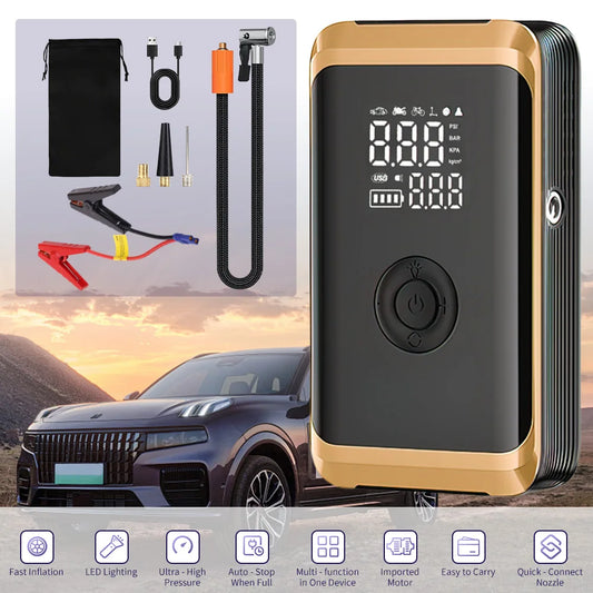 Portable Car Jump Starter with Tire Inflator, 4-in-1 Emergency Car Battery Booster with Digital Air Compressor, 150PSI Auto Tire Pump & LED Light - Louie's Joint 