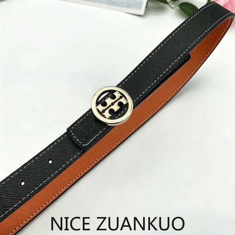 Women's Genuine Leather Slim Waist Belt, High-end Brand Belt, with Letter Fasteners, Suitable for Various Occasions and Fashionable Denim Skirt Dress As A Decorative Belt
