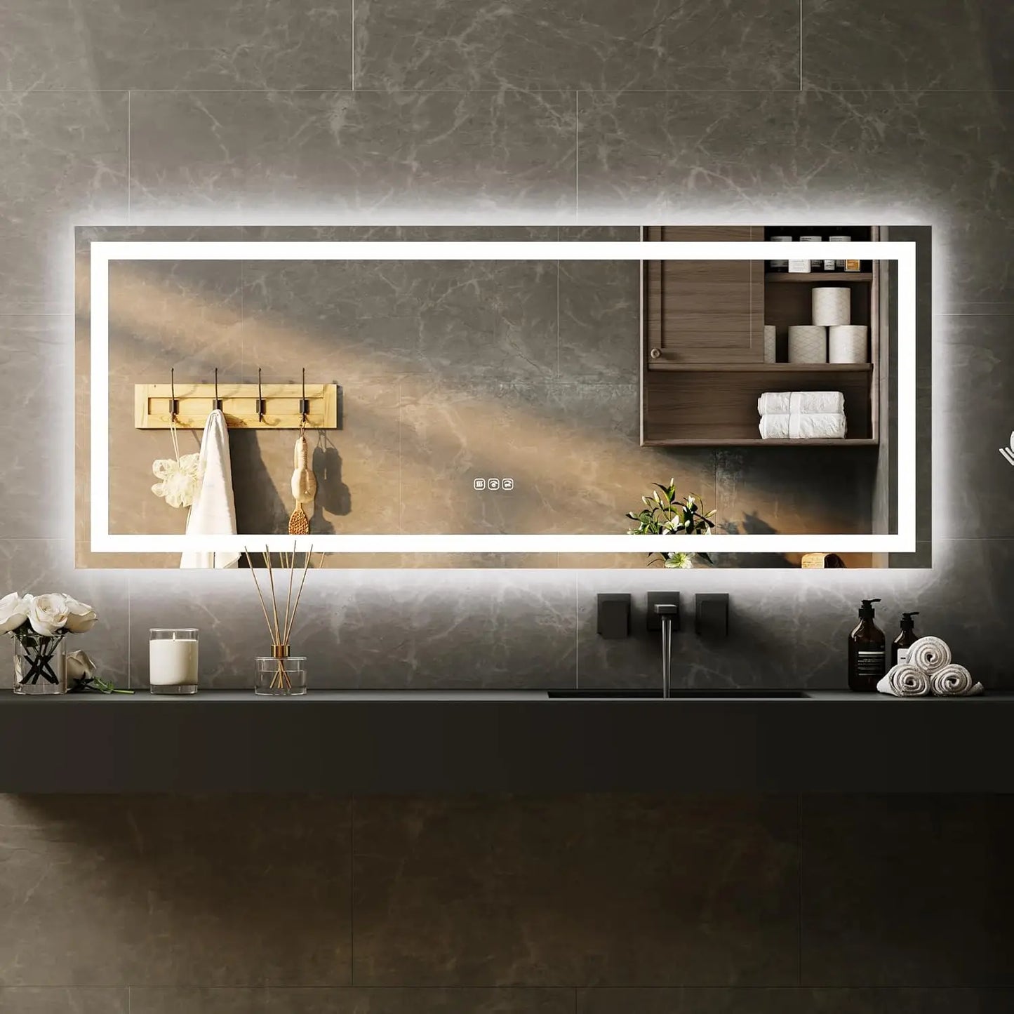 TWISTER.CK LED Bathroom Mirror With Memory Stepless Dimmable Front And Backlit