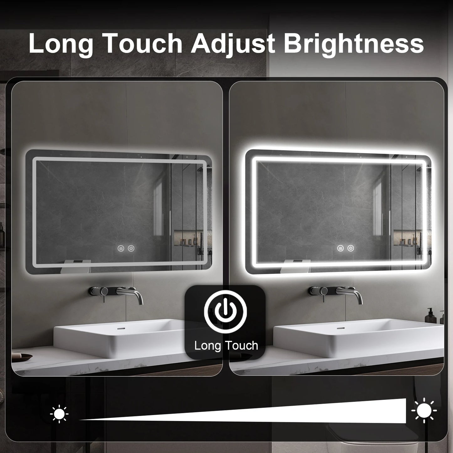 MYGIIVOVO LED Backlit Fogless Vanity Mirror Wall Mounted Demister