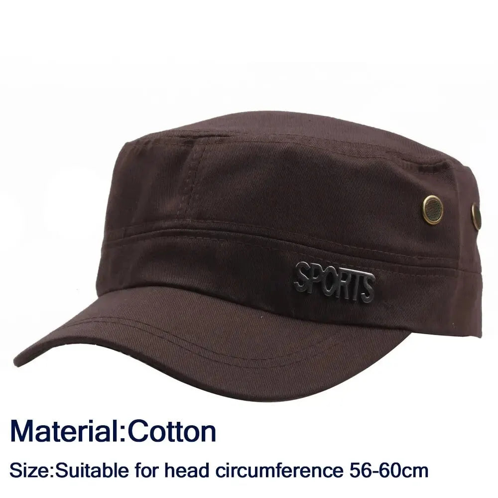 Casual Cadet Hat Man Flat Top Caps Fashion Cotton Visor Hats Summer Autumn Vintage Army Hats Adult Dad Hat Unisex 2026 Cap - Louie's Joint 