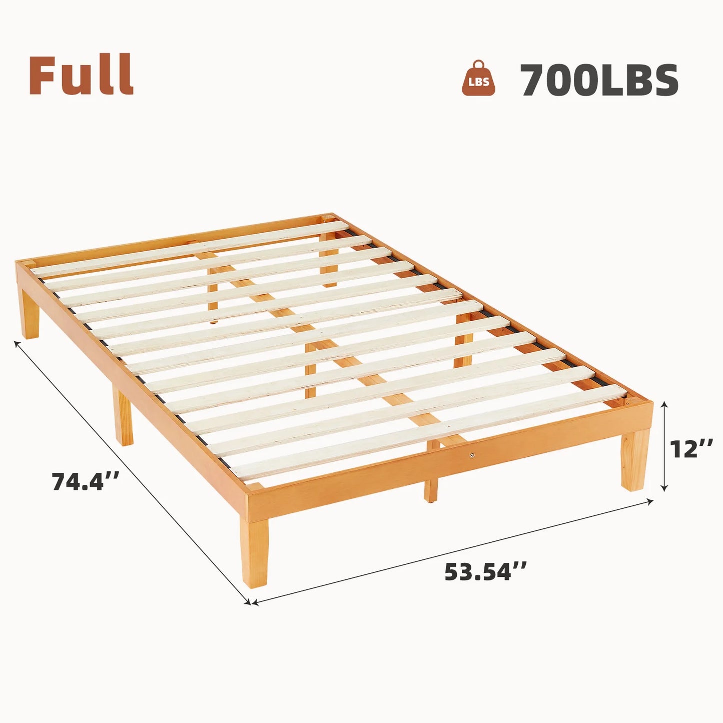 JHK All Size Solid Wood Bed Frame with Sturdy Wood Slat Support No Box Spring Needed Easy Assembly Eco-Friendly For Living Room - Louie's Joint 