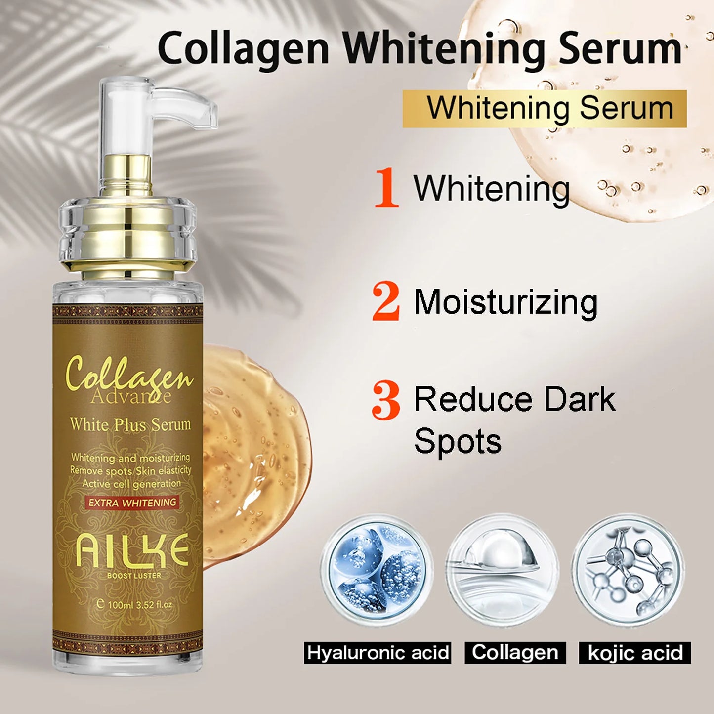 AILKE Skin Whitening Face Serum, Reduce Spots, Moisturizing, Even Skin Tone, With Organic Collagen, Skin Lightening Body Serum - Louie's Joint 