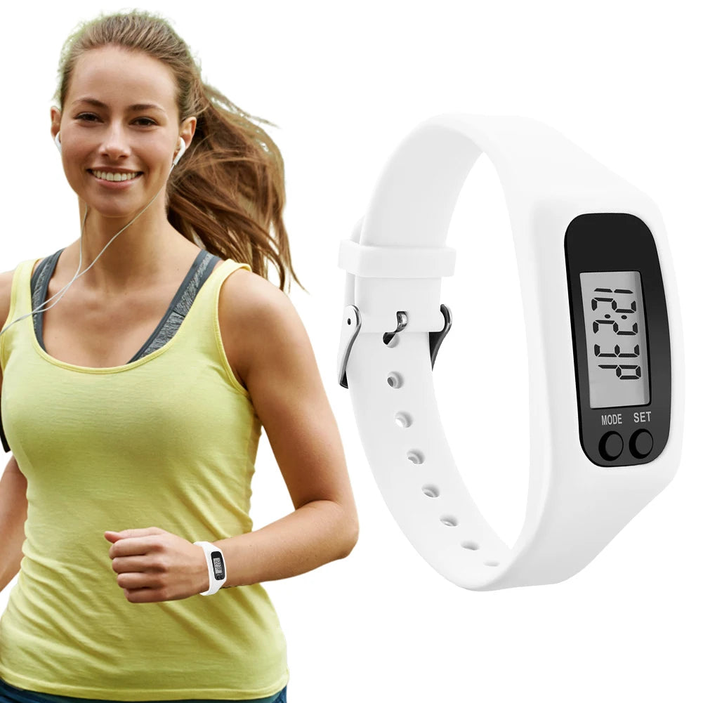 LED Pedometer Bracelet 12 and 24 Hour Time Display
