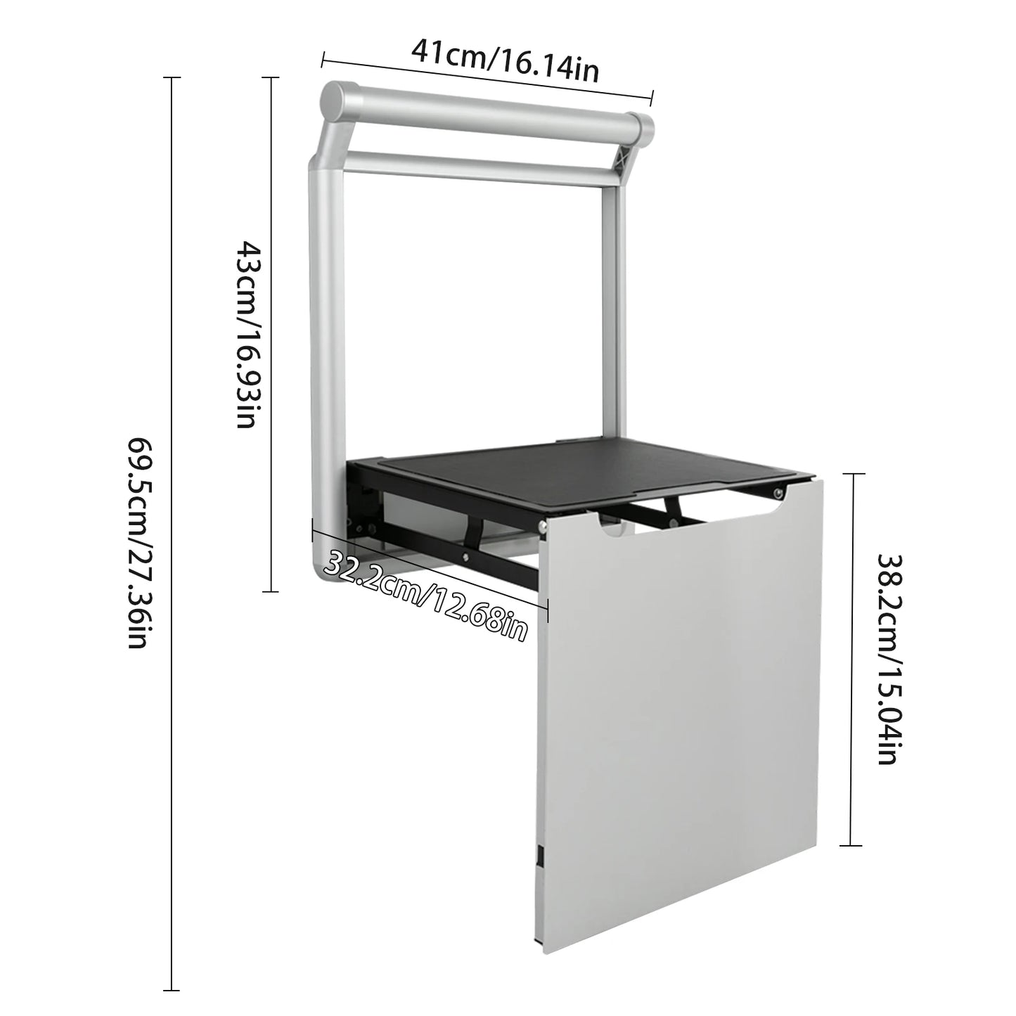 Wall Mounted Folding Shower Seat With Handrail Non Slip Cushions