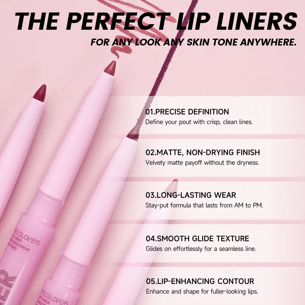 12PCS/SET Matte Lip Liner Set, Creamy Long-Wear Lip Pencil, 12 Rich Buildable Colors, Smooth Application, Ideal for Lipstick Base and Contouring, Travel-Friendly Lip Makeup Essentials
