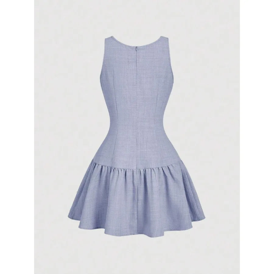 Knee Length Bow Decor Knit Dress For Women Summer Style
