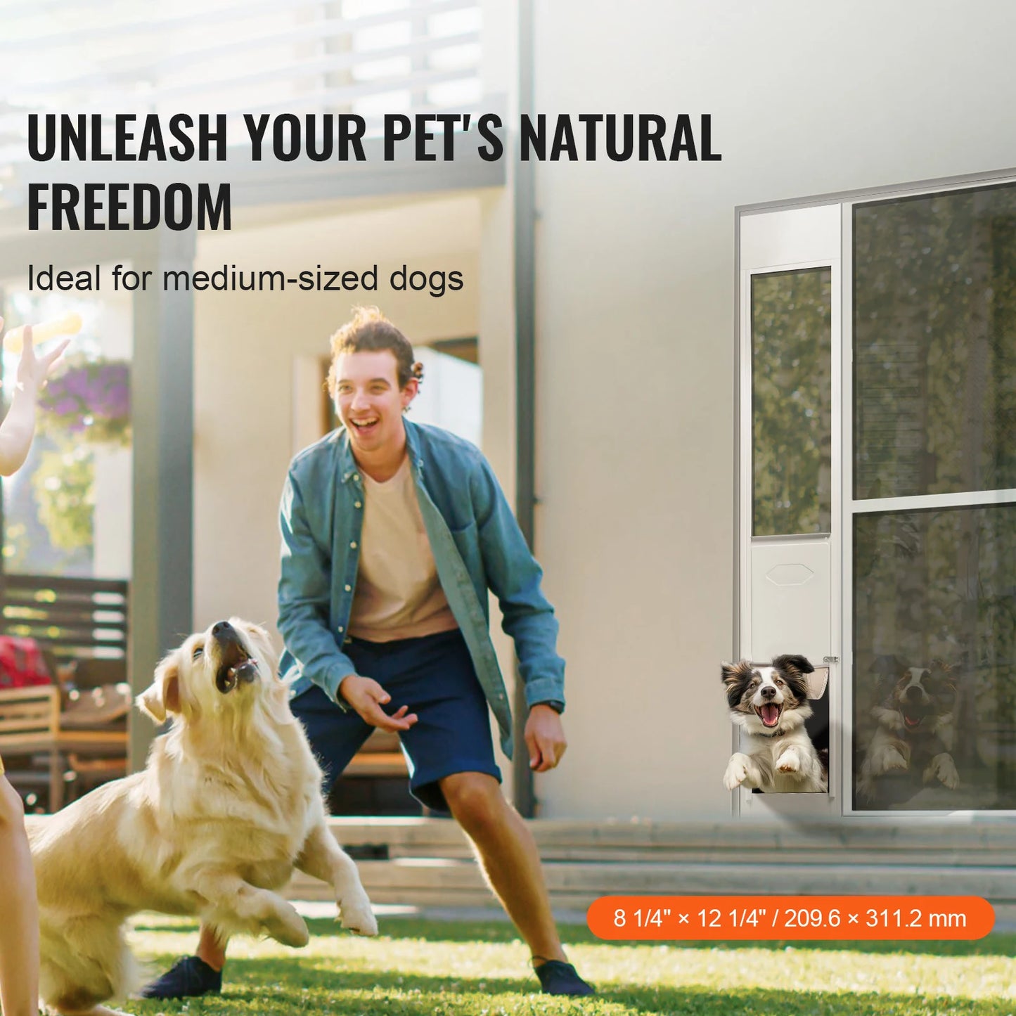 Dog Door Sliding Glass With Adjustable Height Aluminum Frame Tempered Glass