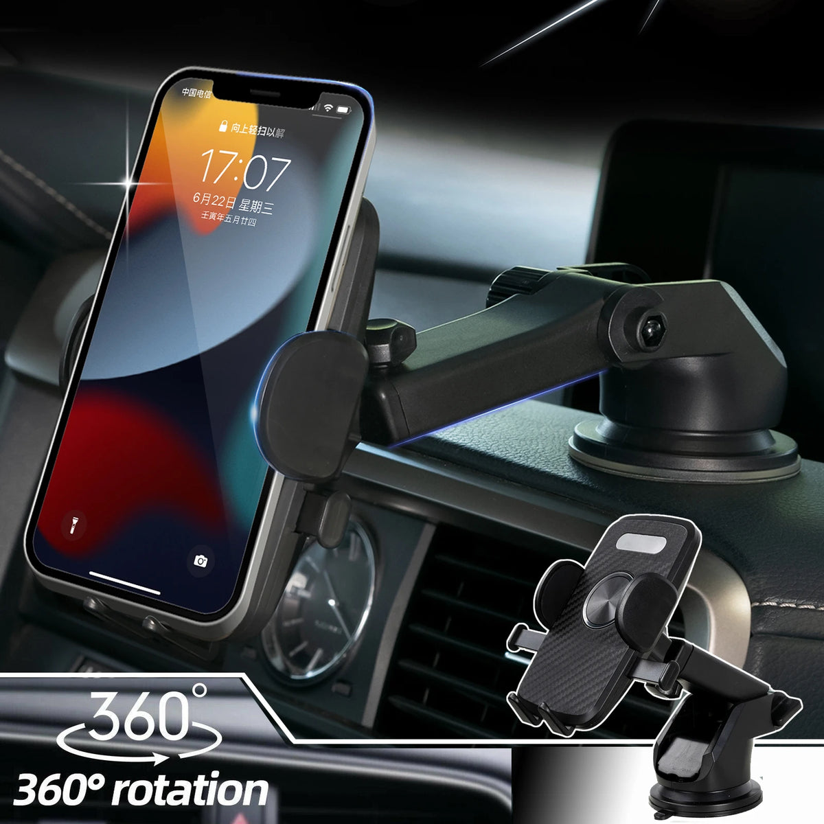 XUKEY@ Auto-Lock Car Holder Phone Holders Clip Mount Mobile Cell Stand Dashboard Cradle For iPhone 13 12 Xiaomi Samsung Gravity