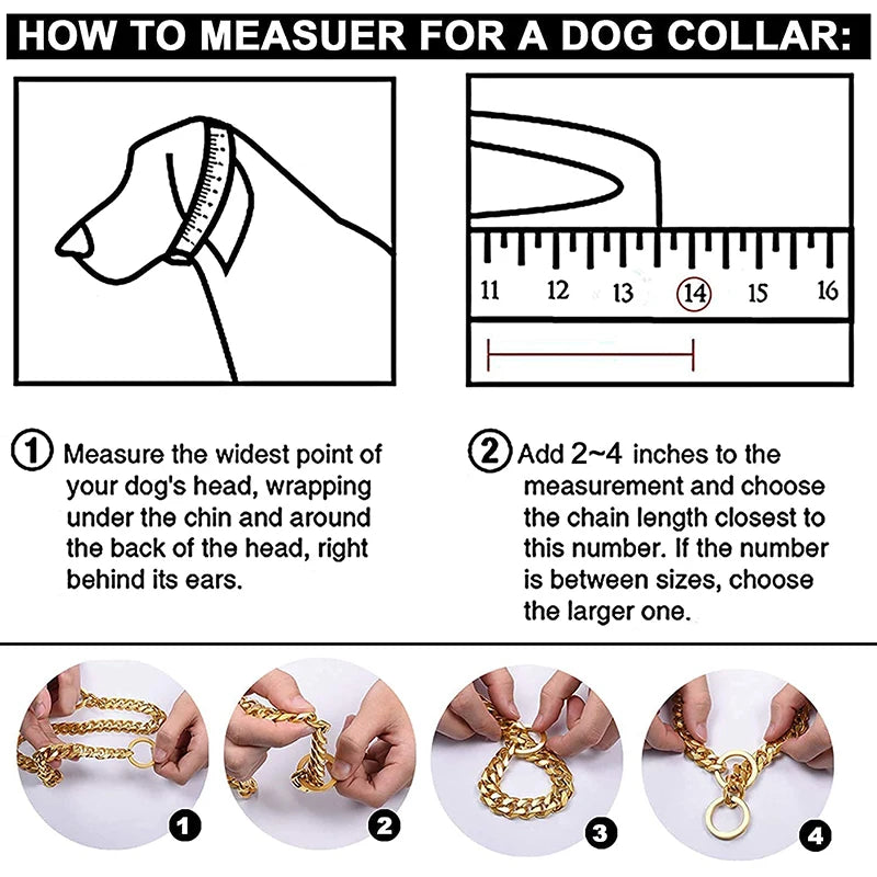 Stainless Steel Chain Dog Collar With Quick Release