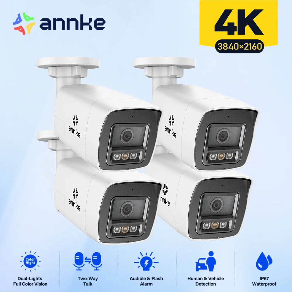 ANNKE POE 8MP 4K IP Camera POE Outdoor Waterproof H.265 Security Surveillance CCTV Camera Motion Detection Camera Two Way Audio - Louie's Joint 
