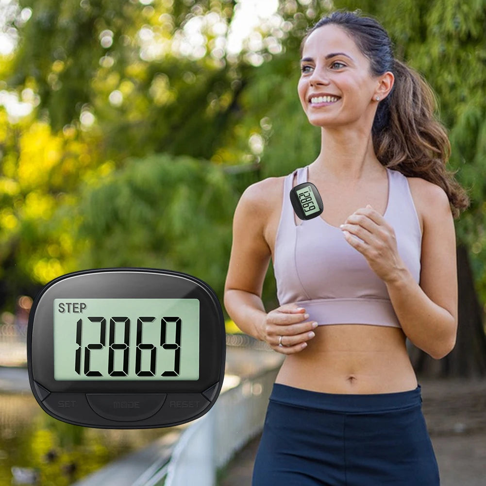 Clip On Electronic Pedometer Digital Step Tracker Large Screen
