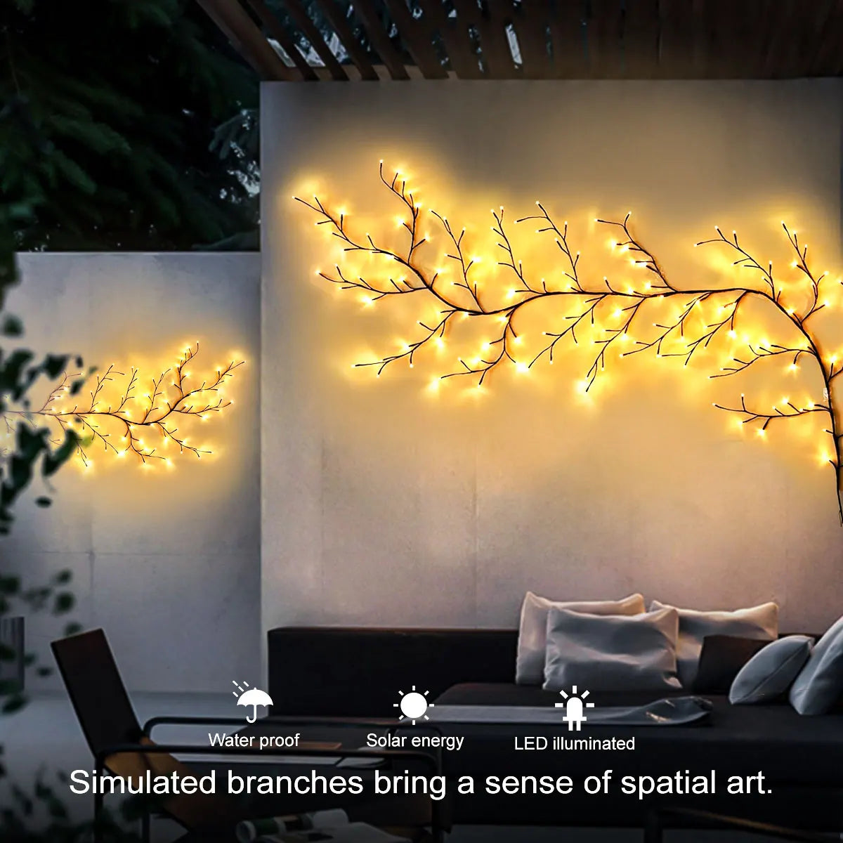 A-Convey Solar Willow Vine Light 72 96 LED 8 Modes Waterproof
