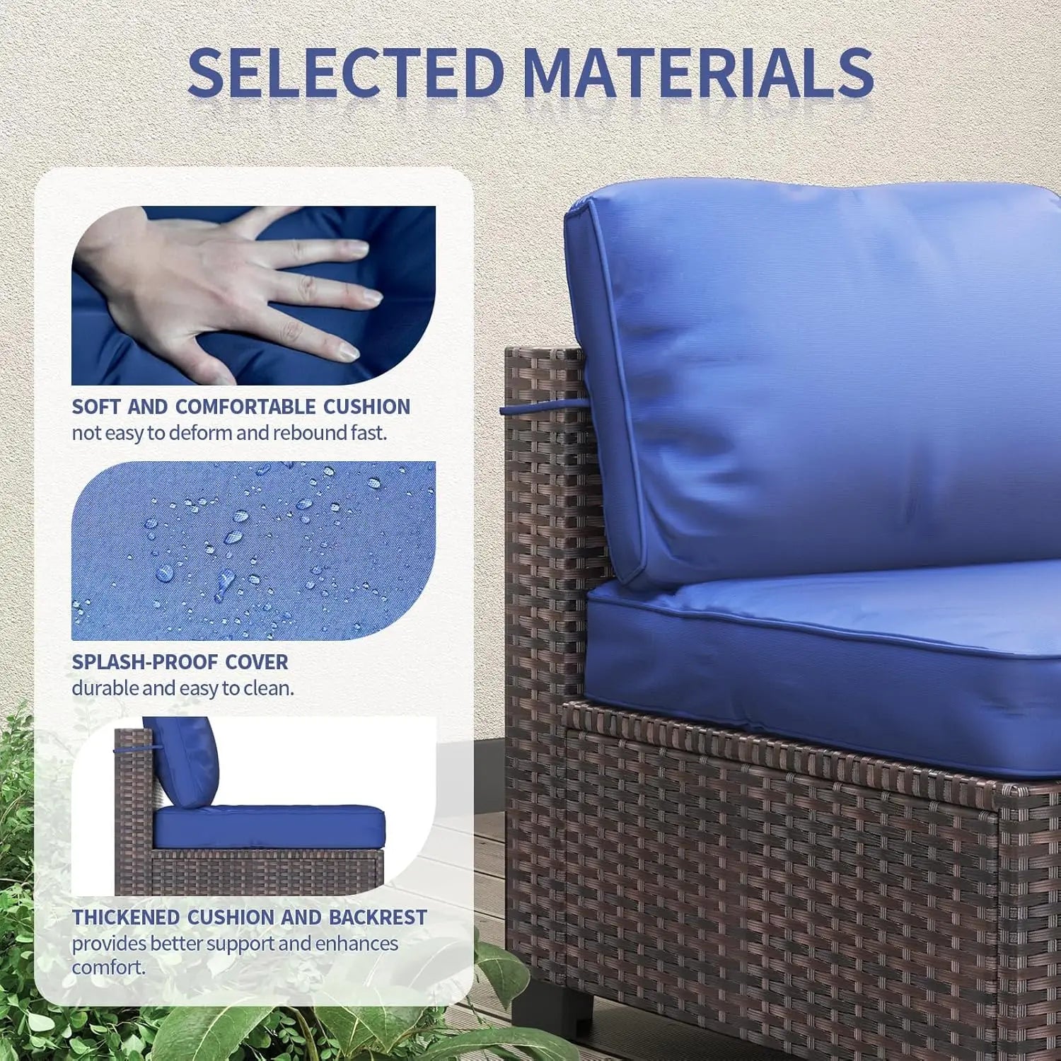 7-Piece Modular Outdoor Furniture Set, PE Rattan Wicker Sectional Modular Conversation Sofa Set, Perfect For Garden Balcony - Louie's Joint 