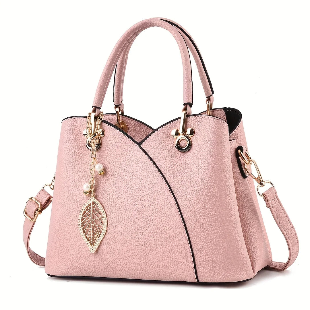 Lychee Pattern PU Leather Handbag For Women Daily Use