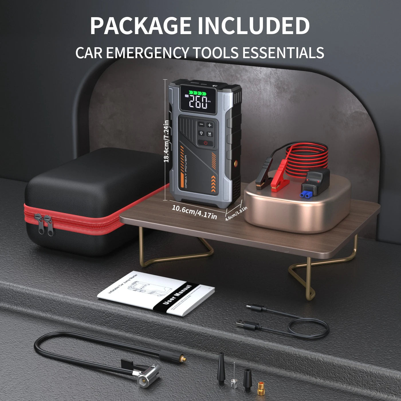 Portable Car Jump Starter With Air Compressor, 3000A Peak(7.5L Gas, 6.5L Diesel) , Jump Starter Battery PackWith150 PSl Tire Inf - Louie's Joint 