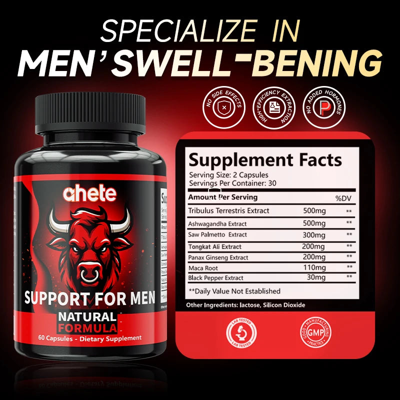 Men's Energy Supplement - Innovative Natural Formula With Maca Root, Ashwagandha, Indian Pepper & Ginseng Concentration Capsules - Louie's Joint 