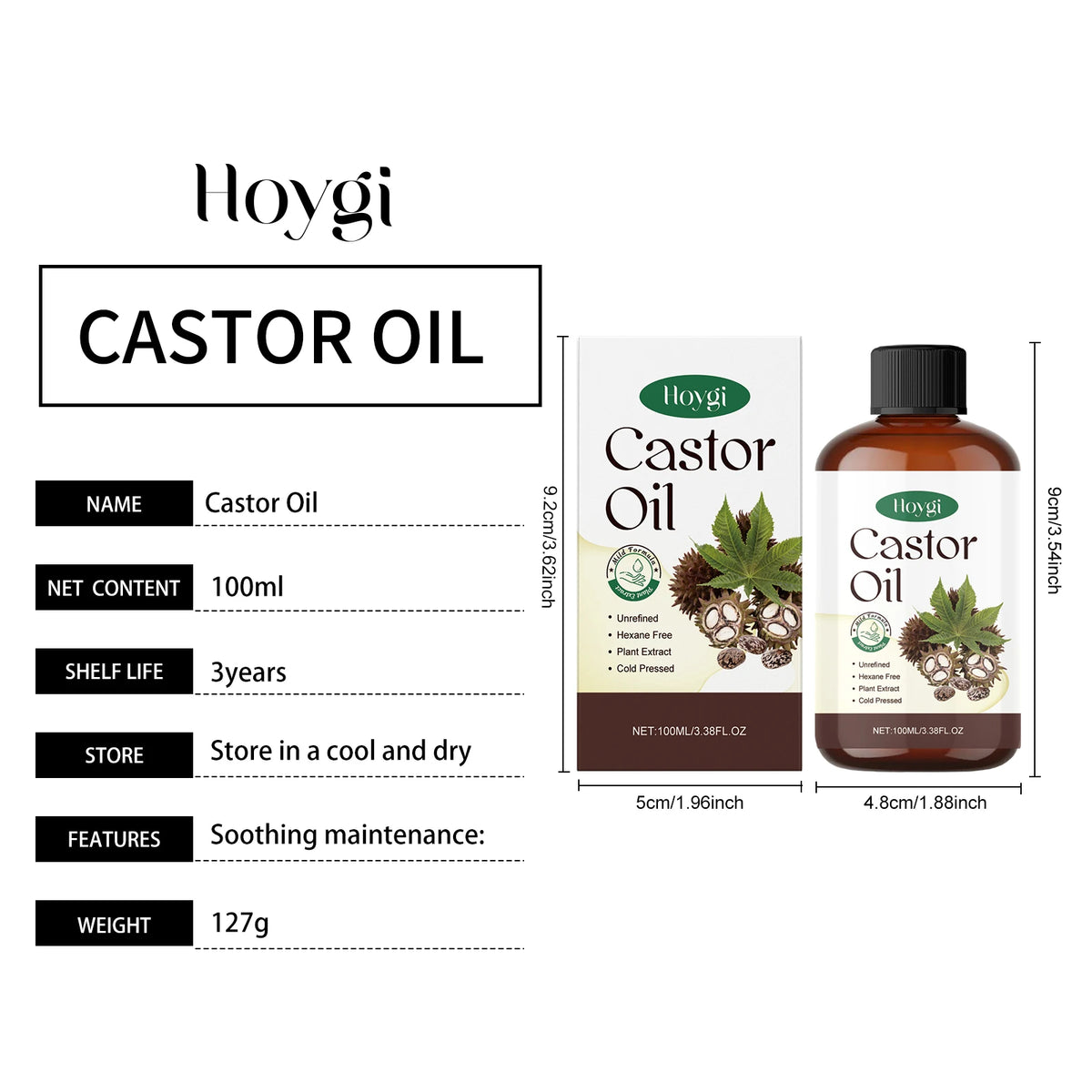 Hoygi Castor Oil Body Care Oil Nourishing Skin and Scalp Moisturizing Massage Hair and Body Improve Skin Texture Body Care Oil