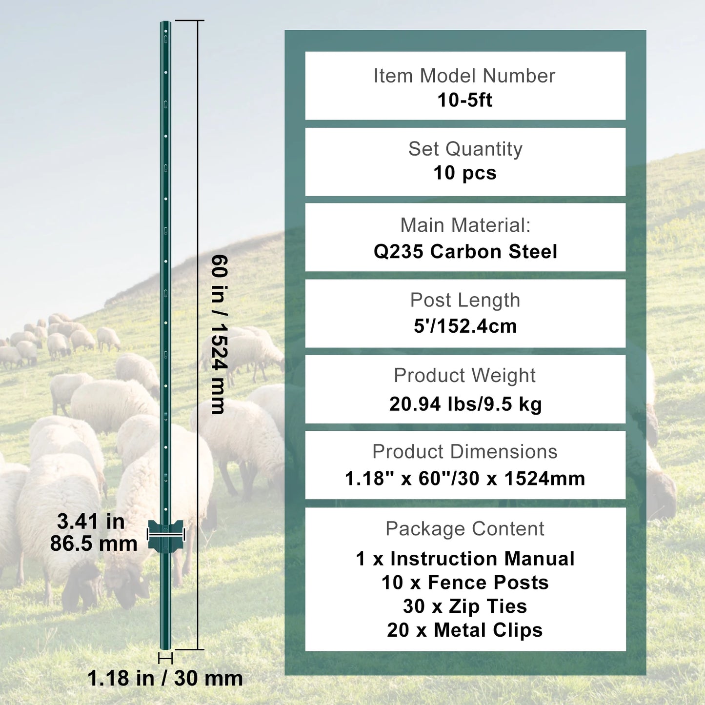 SucceBuy Heavy Duty Fence Post T-Post Steel Stakes For Garden