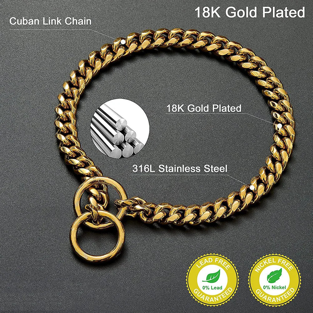 Stainless Steel Chain Dog Collar With Quick Release