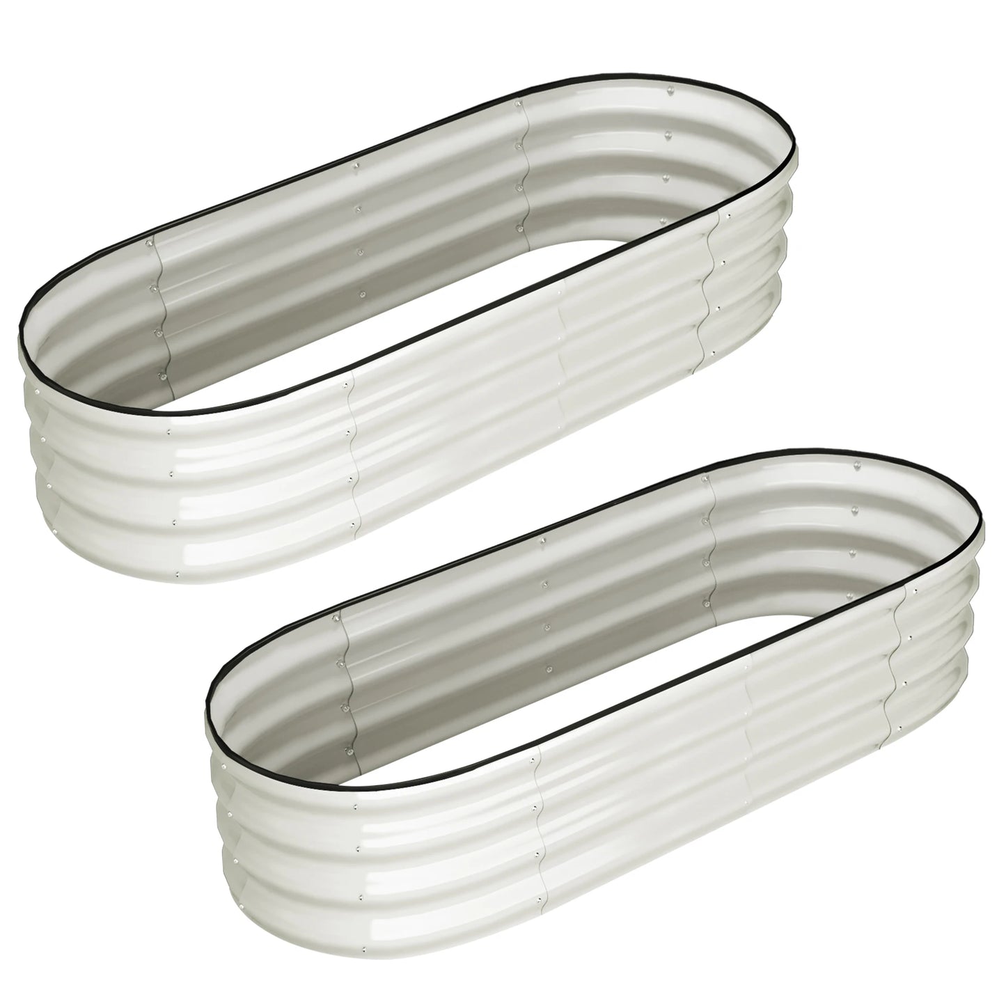 HiMISS Two Piece Oval Raised Garden Bed Galvanized Planter