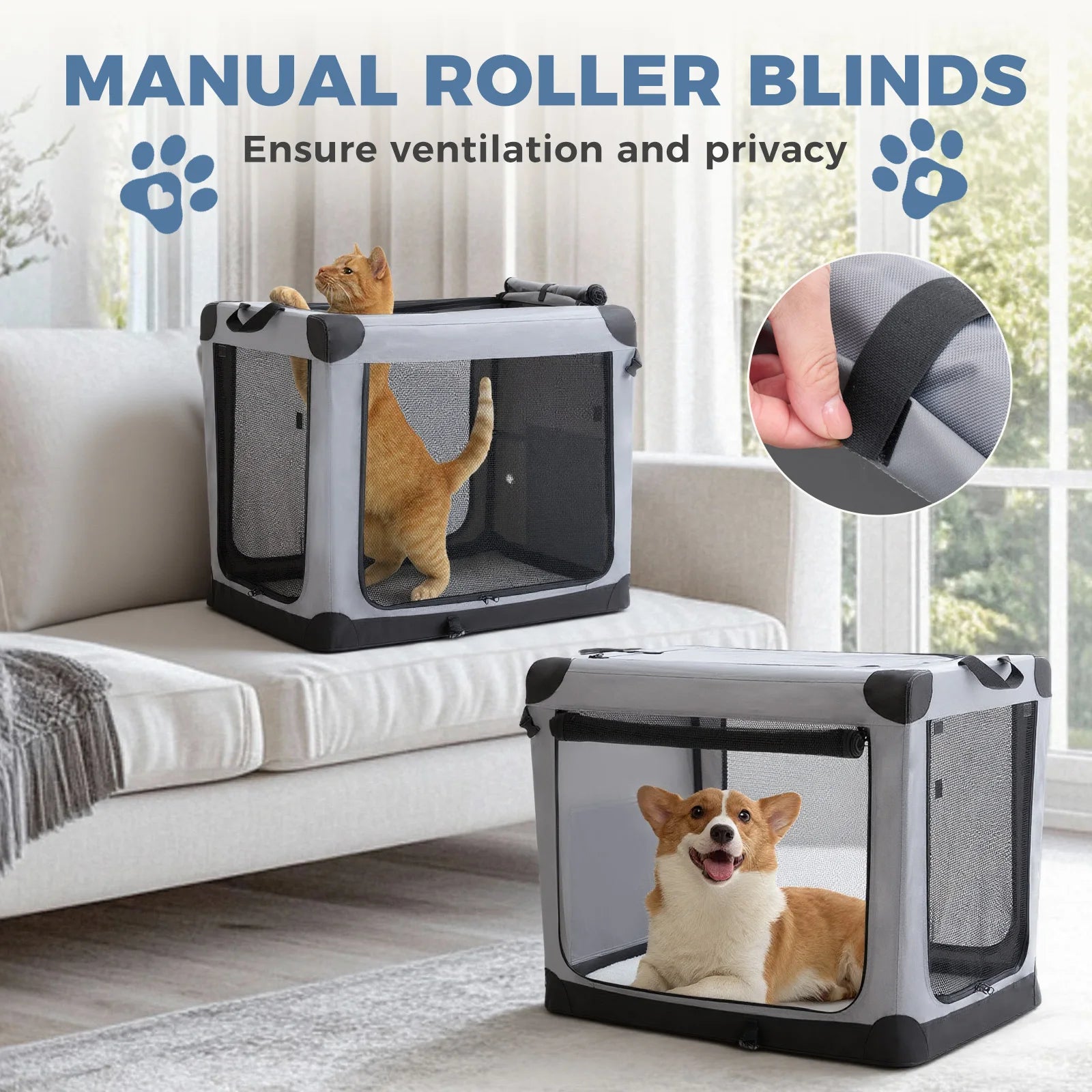 JHK 600D Oxford Fabric Foldable Soft Dog Crate Portable Pet Kennel with 3 Doors Use for Small to Extra Large Dogs Indoor - Louie's Joint 