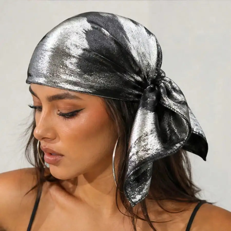 90s Vintage Metallic Leopard Print Tie Back Bandana, Y2K Hip Hop Head Wrap Turban, Women Fashion Headwear Accessory