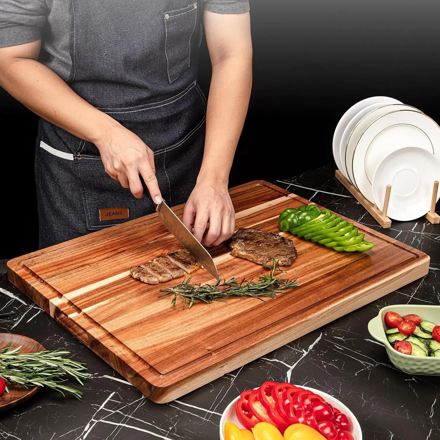 TWISTER.CK Reversible Charcuterie Cutting Board With Juice Groove