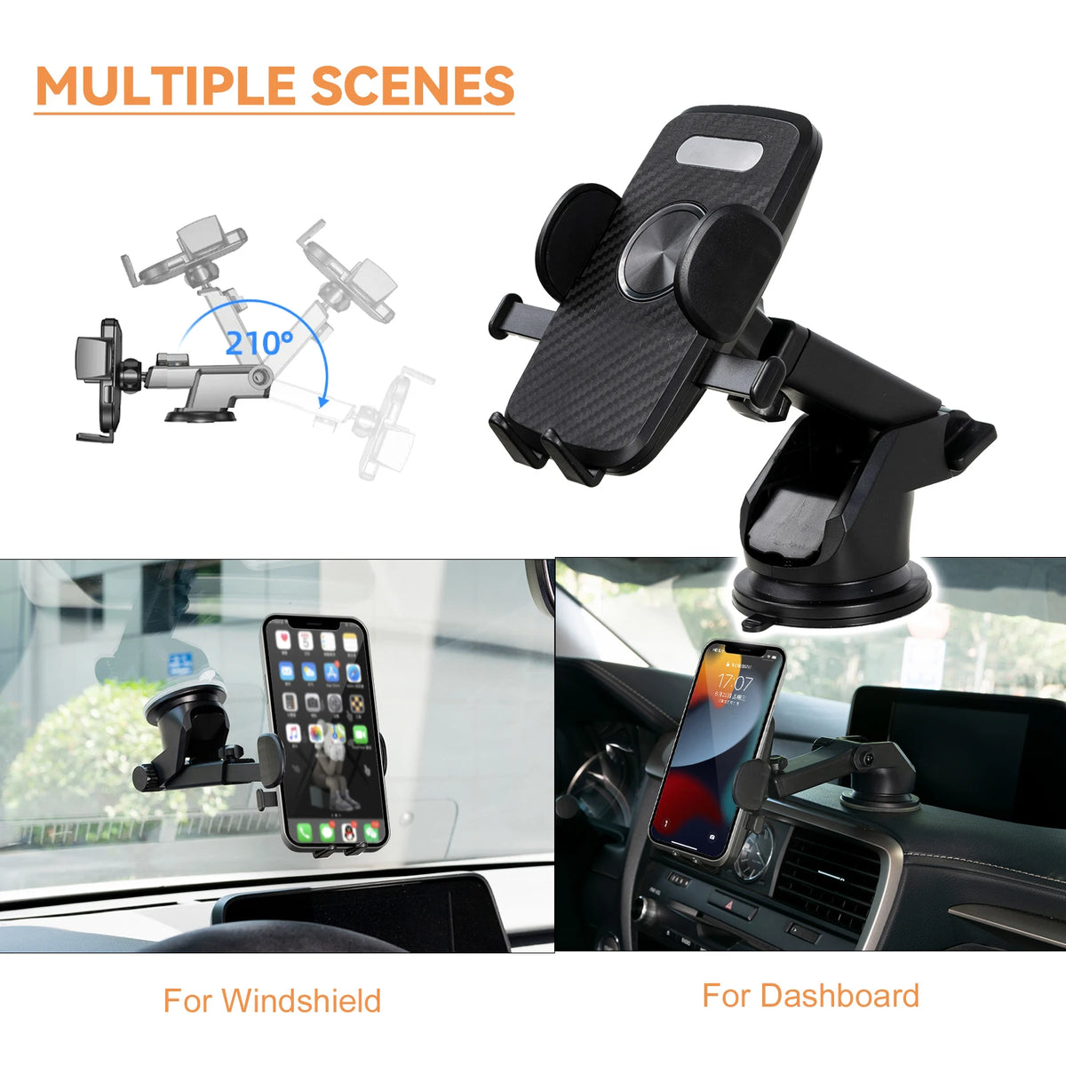 XUKEY@ Auto-Lock Car Holder Phone Holders Clip Mount Mobile Cell Stand Dashboard Cradle For iPhone 13 12 Xiaomi Samsung Gravity