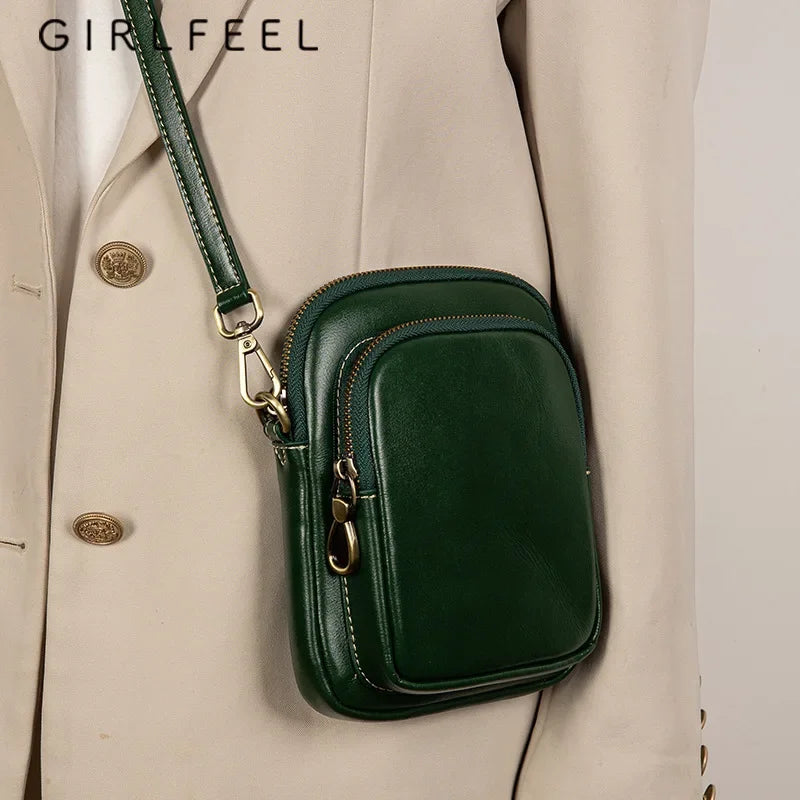 Genuine Leather Handbag For Women Crossbody Tote With Phone Pocket
