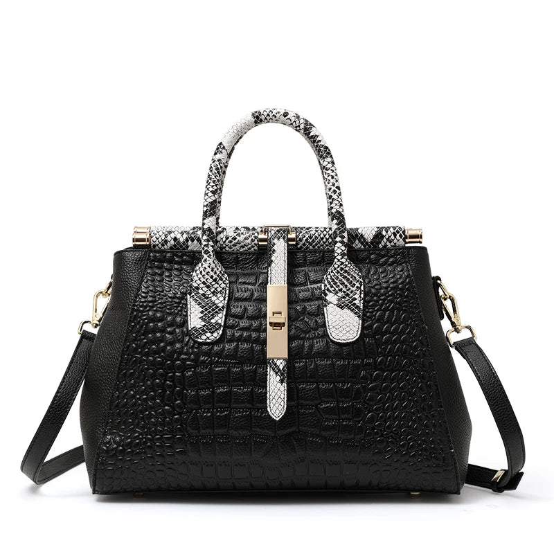 Aidrani Crocodile Pattern Women's Handbag Genuine Leather Tote