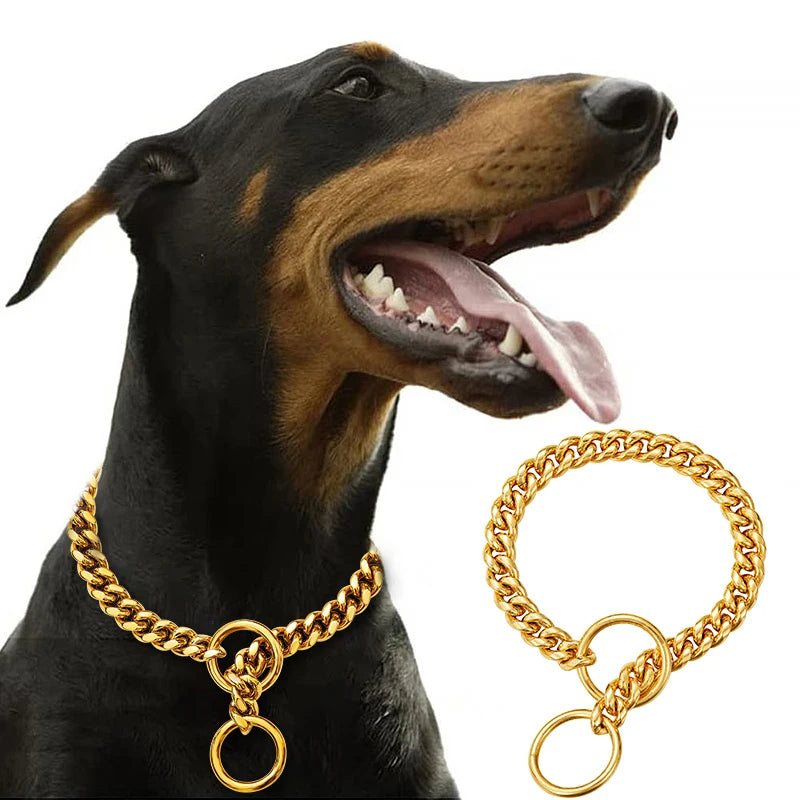 Stainless Steel Chain Dog Collar With Quick Release