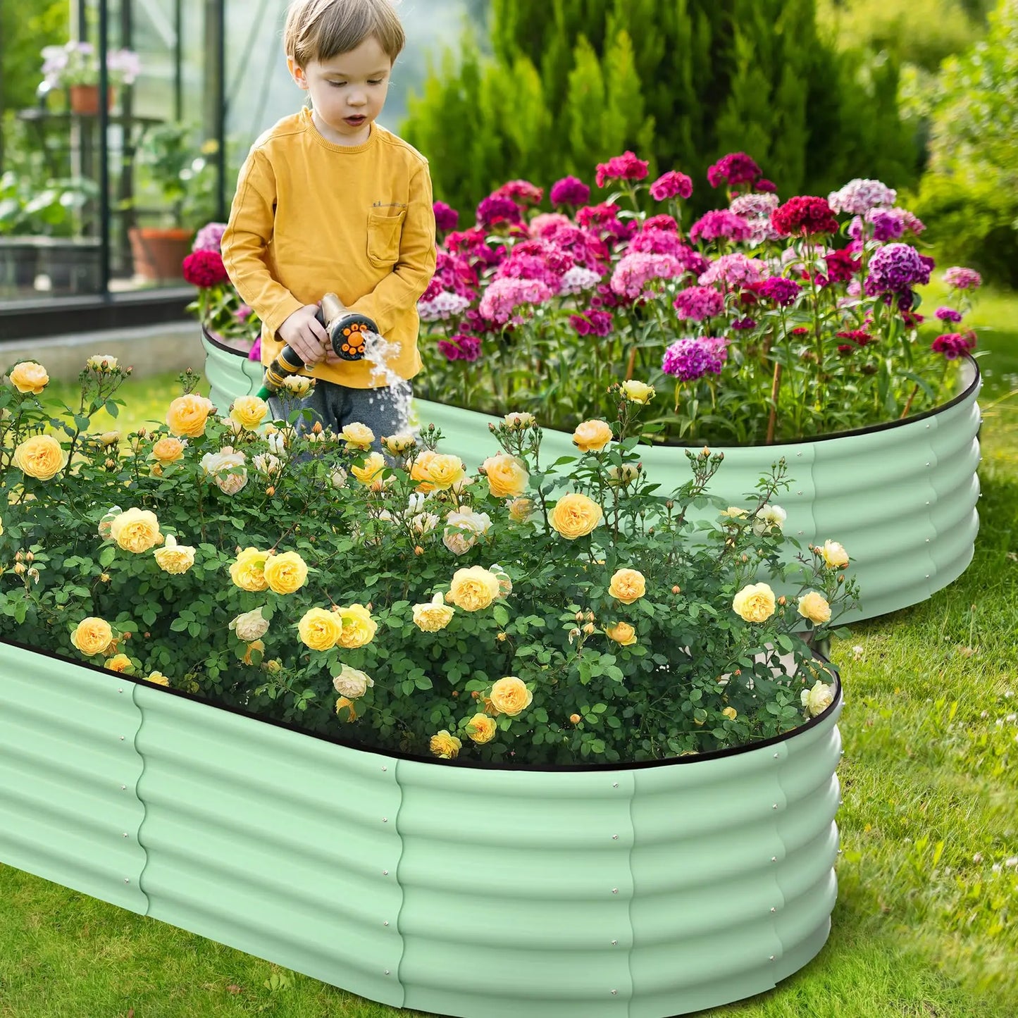 HiMISS 2-Pack Galvanized Steel Raised Oval Bed With Open Base - Louie's Joint 