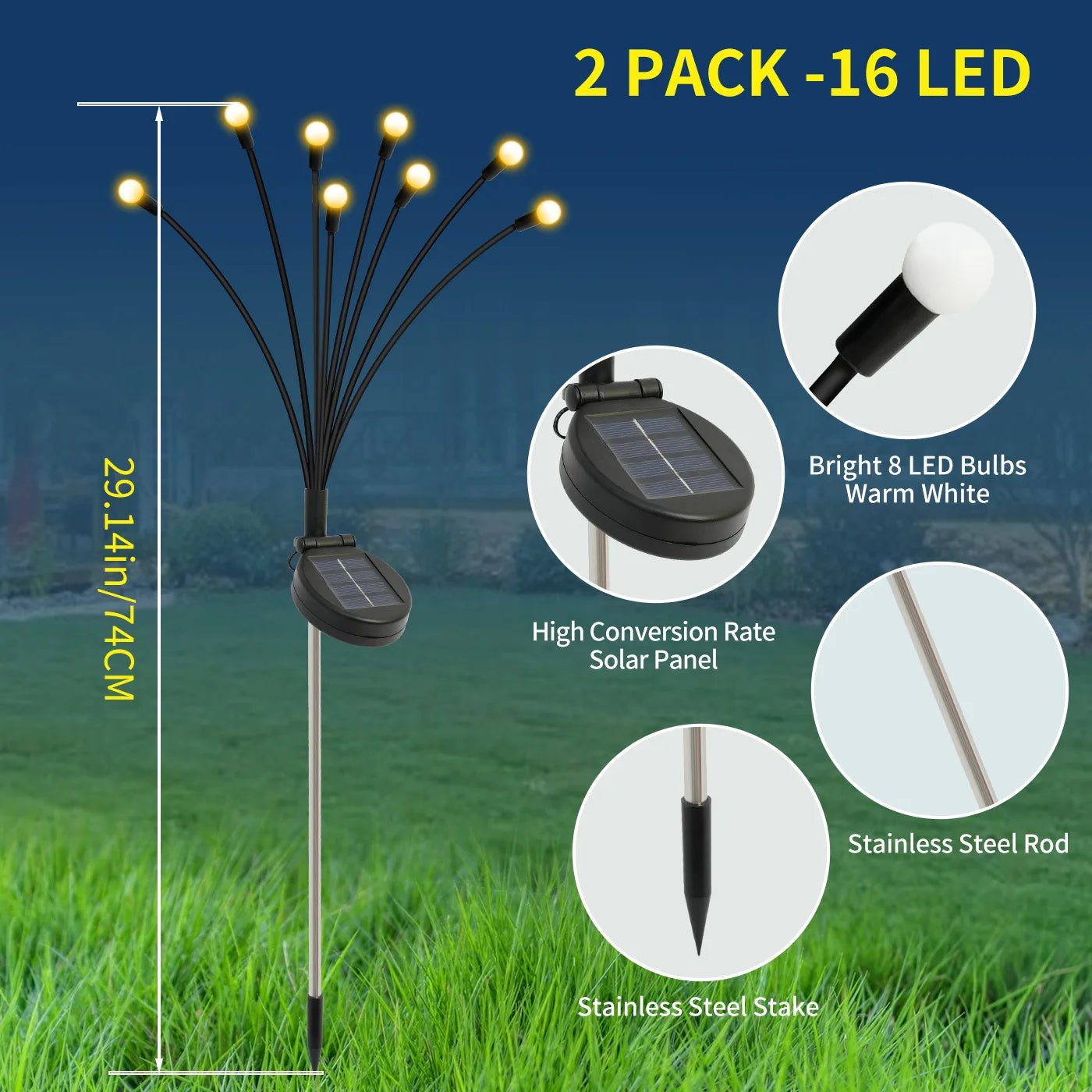 Solar Firefly Led Outdoor Garden Lights Waterproof Pathway Decor