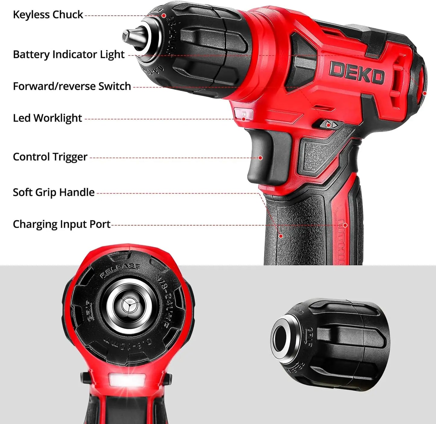 DEKO 8V Cordless Drill Tool Set for Home DIY Projects