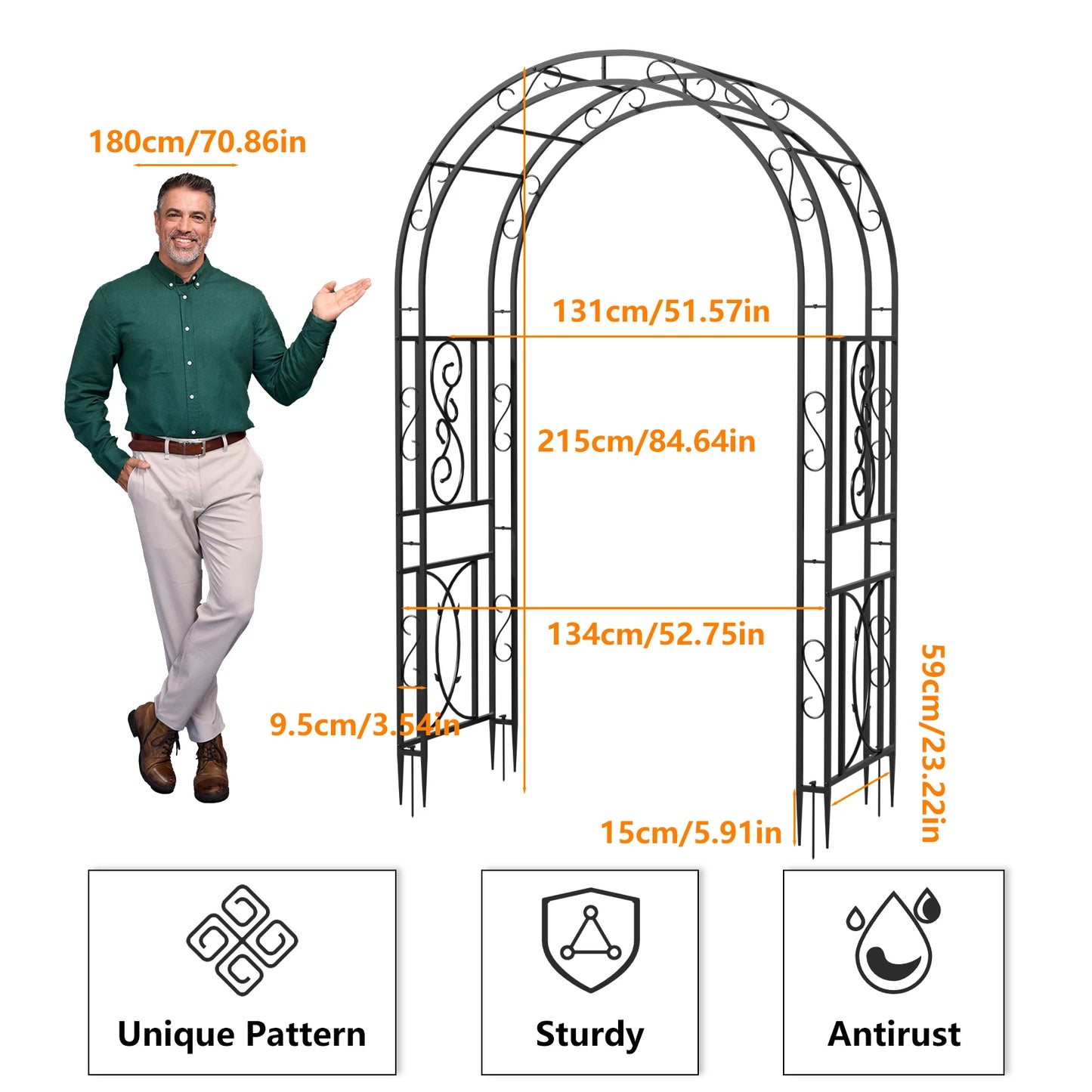 Heavy Duty Metal Garden Arbor Trellis For Climbing Plants - Louie's Joint 