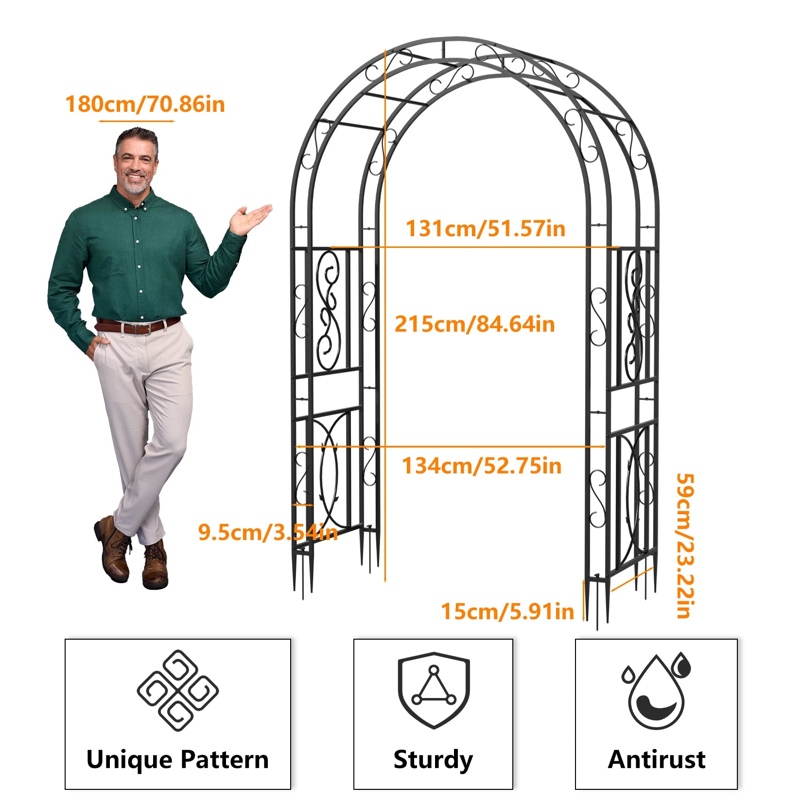 Heavy Duty Metal Garden Arbor Trellis For Climbing Plants - Louie's Joint 