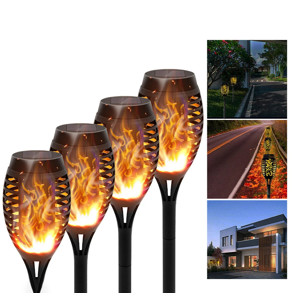 Solar Flame Torch Lights LED Flickering Outdoor Decoration
