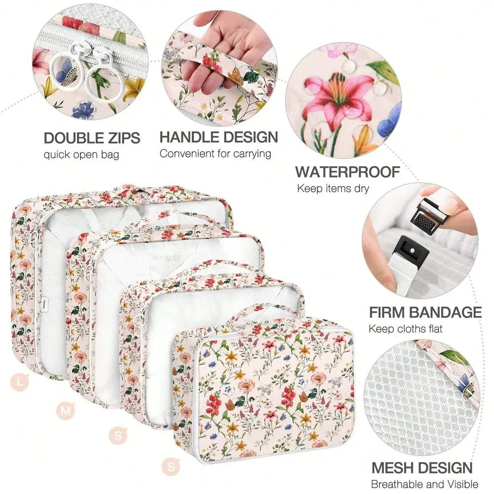 Travel Packing Cubes Set Luggage Organizers Nonwoven