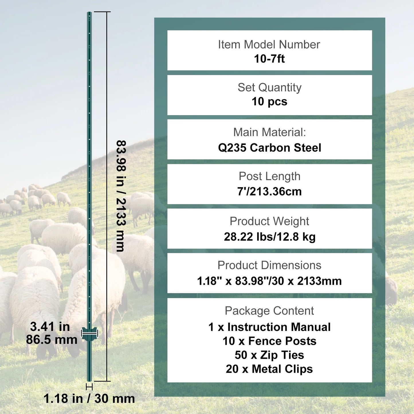 SucceBuy Heavy Duty Fence Post T-Post Steel Stakes For Garden