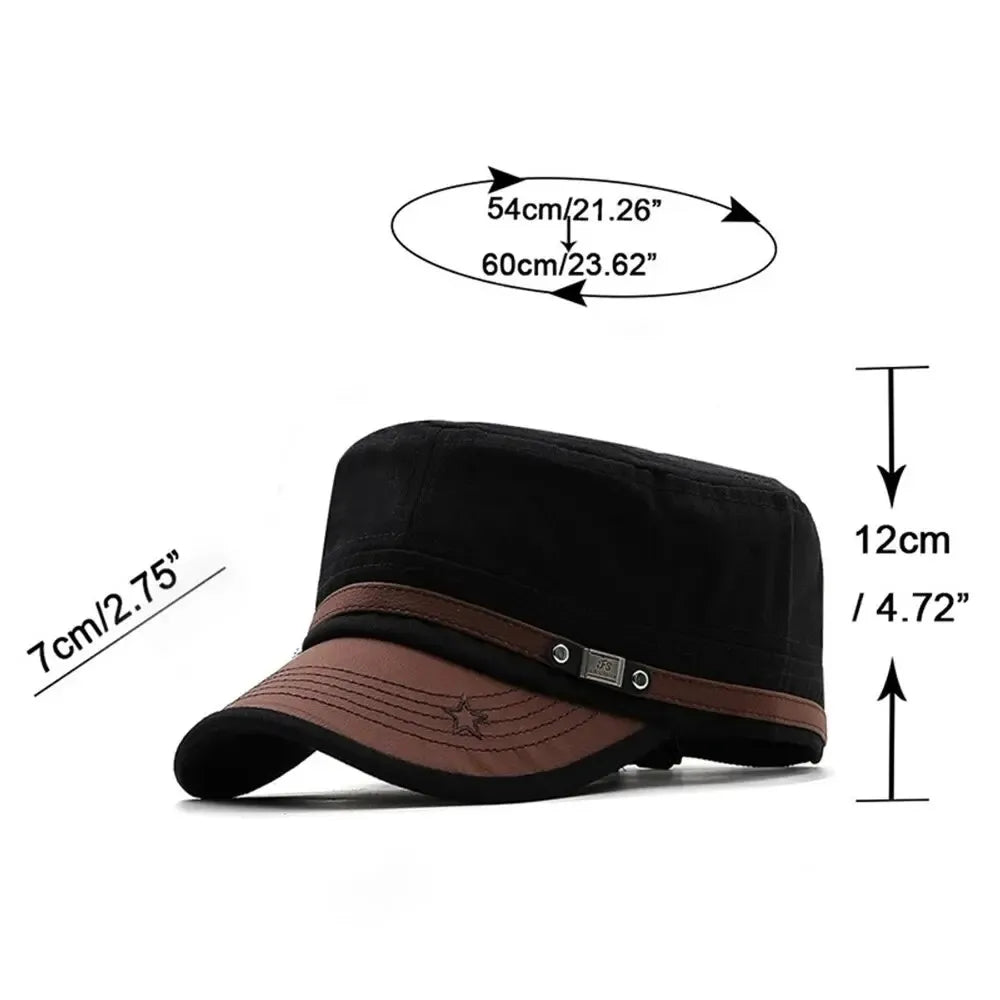 Casual Cadet Hat Man Flat Top Caps Fashion Cotton Visor Hats Summer Autumn Vintage Army Hats Adult Dad Hat Unisex 2026 Cap - Louie's Joint 