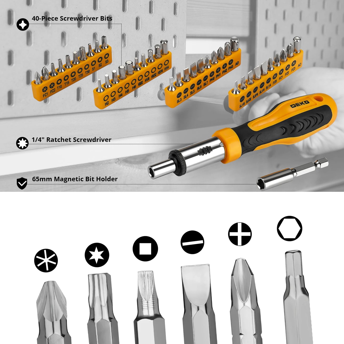 DEKO 228Pcs Socket Wrench Auto Repair Tool Combination Package Mixed Tool Set Hand Tool Kit with Plastic Toolbox Storage Case - Louie's Joint 