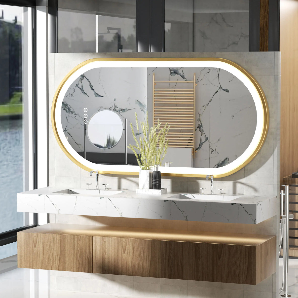 Wisfor Oval LED Bathroom Mirror With Dimmable Anti Fog Lighting