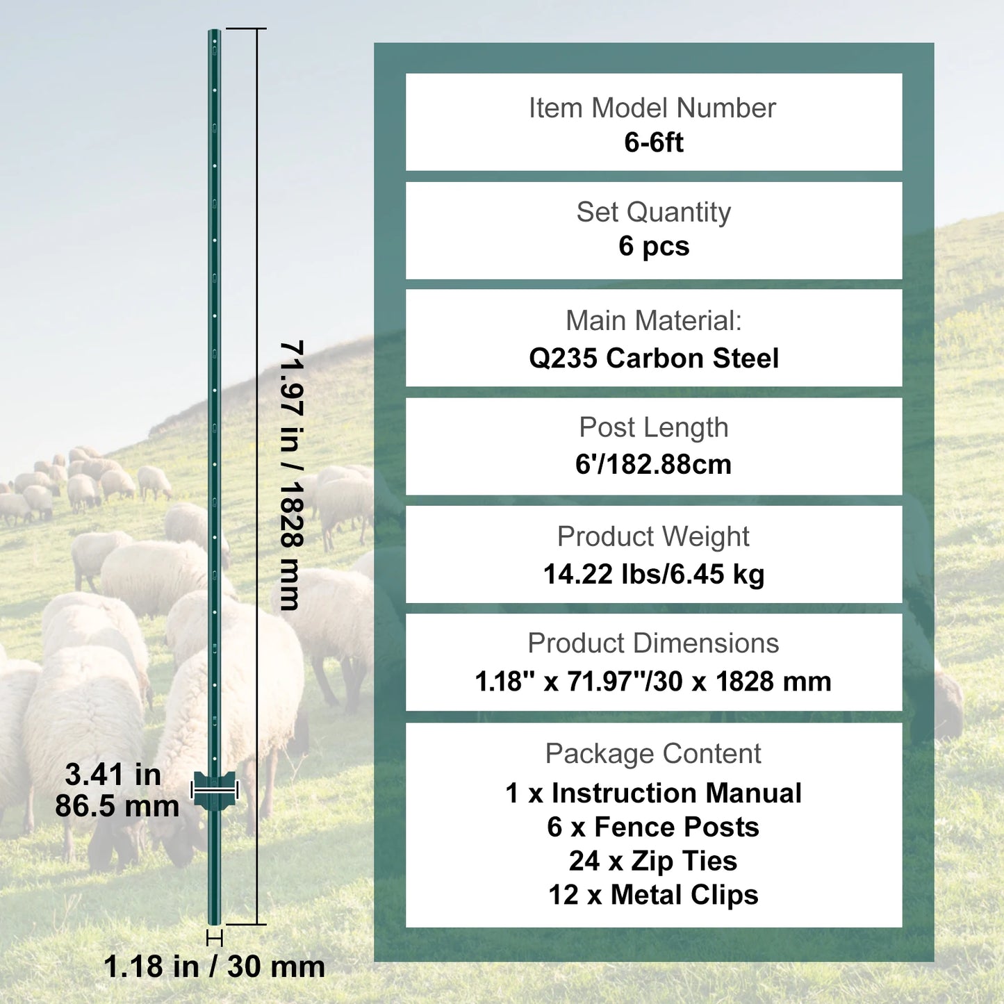 SucceBuy Heavy Duty Fence Post T-Post Steel Stakes For Garden