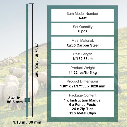 SucceBuy Heavy Duty Fence Post T-Post Steel Stakes For Garden
