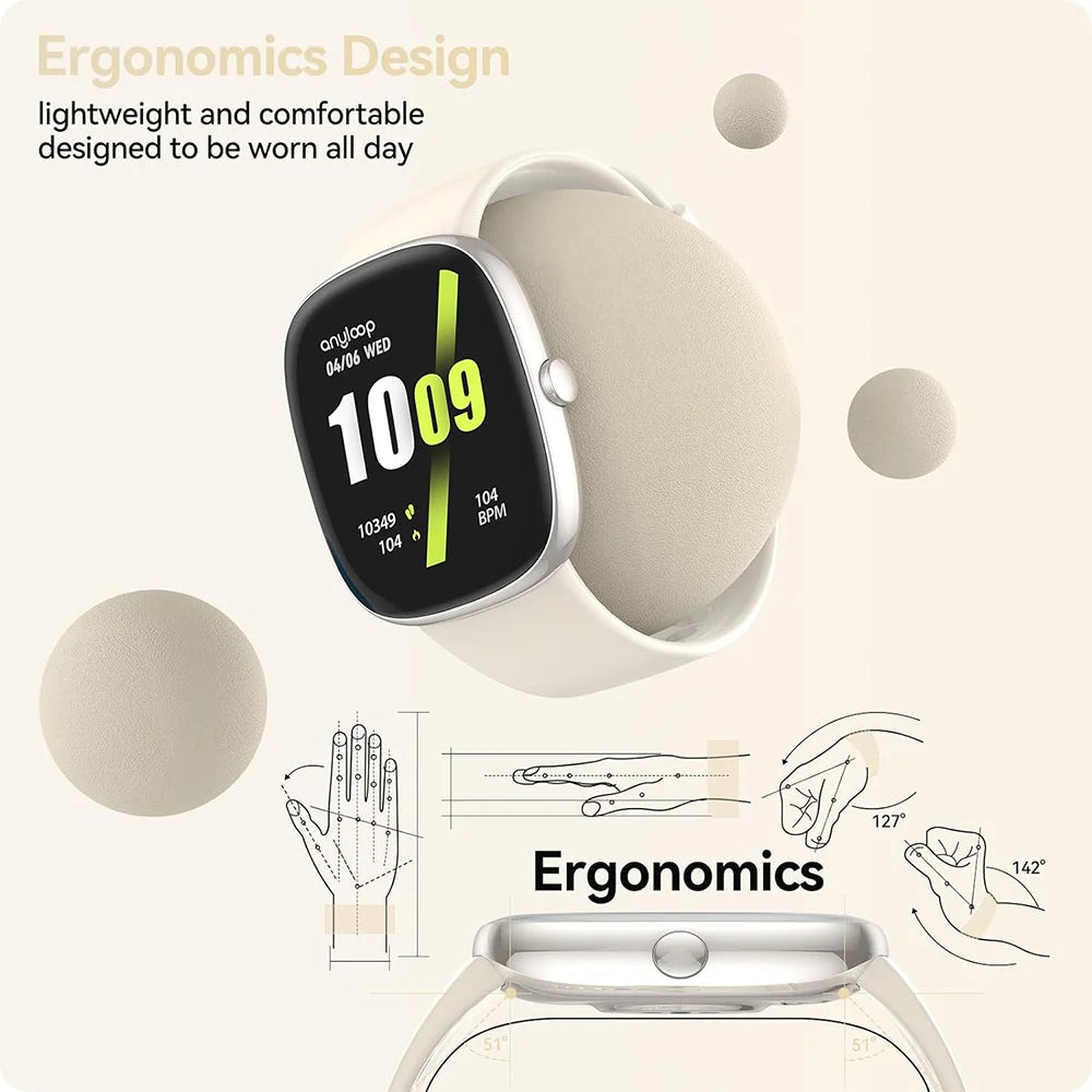 Anyloop Smartwatch Fitness Tracker Sleep Tracking Steps Calorie Counter