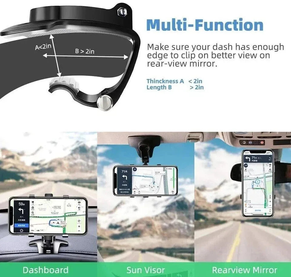Car Dashboard Dash Mount Mobile Phone Holder GPS Stand Bracket Clip on Sun Visor