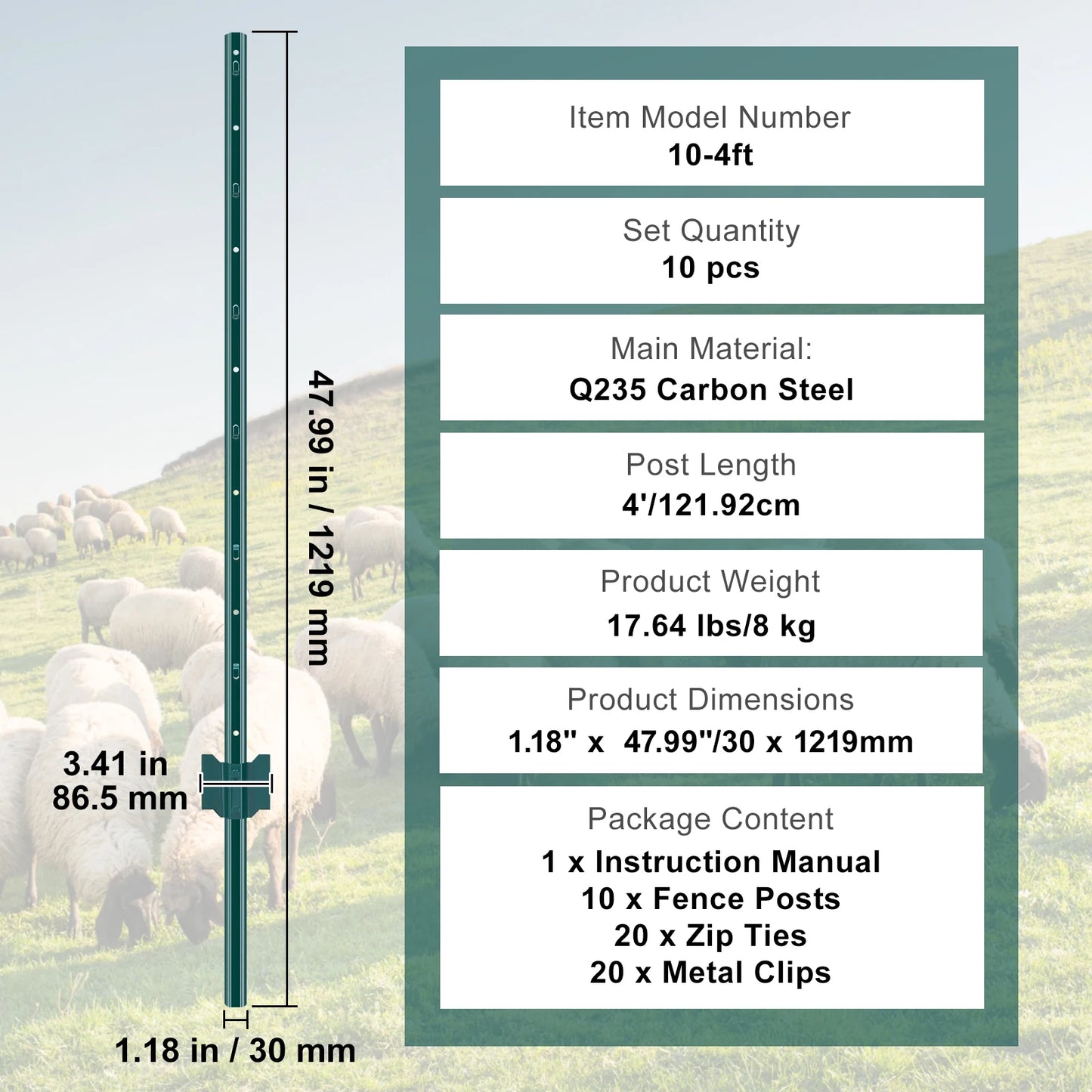 SucceBuy Heavy Duty Fence Post T-Post Steel Stakes For Garden