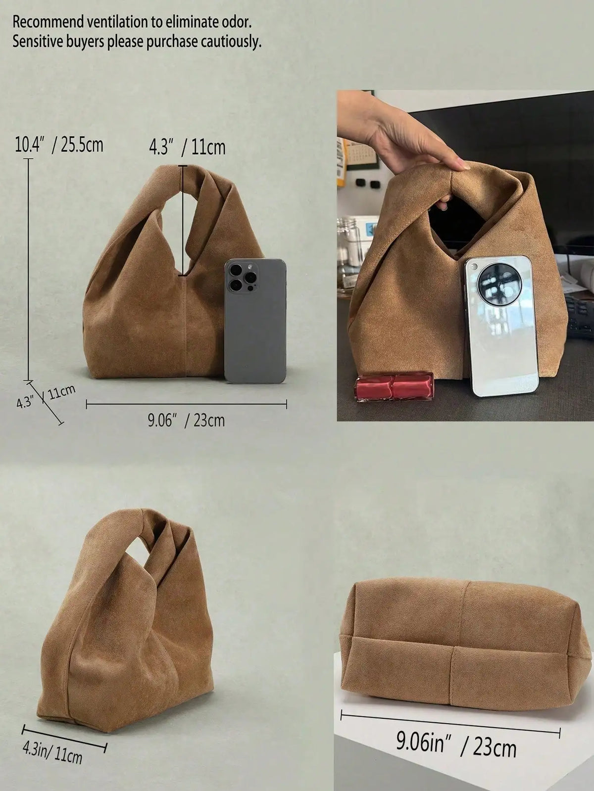 1Pc Red Suede Twisted Handle Tote Bag, Soft Faux‑Suede Handbag, Minimalist Knot Top‑Handle Shoulder Bag, Women Casual Daily Shopping Hand Purse, Fashion Reusable Underarm Bag For Women Street‑wear