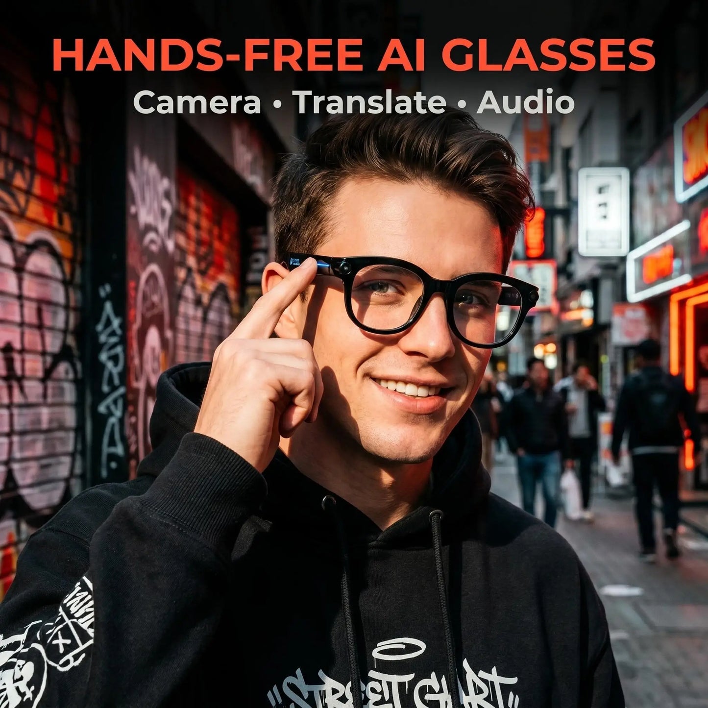 SENBONO AI Smart Glasses with  Camera Take Photo 2MP/5MP/8MP 1080P 4K Videos Smart AI Glasses AI Voice AI Photo Recognition AI Translation Wireless Calling Music Control Sunglasses for Men Women